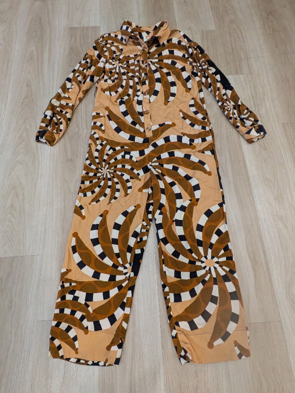 Farm Rio Brown Abstract Jumpsuit Size XS